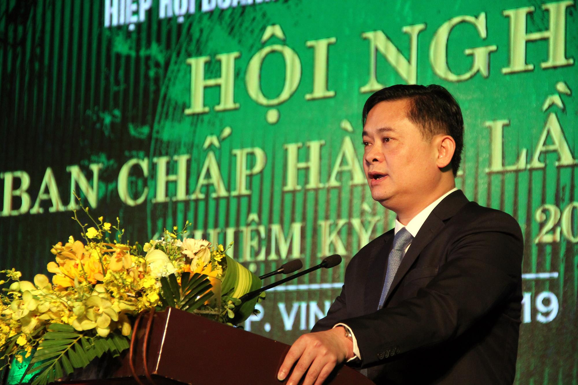 Đồng chí Thái Thanh Quý đánh giá cao vai trò của các doanh nhân cựu chiến binh với sự phát triển của địa phương. Ảnh: Tiến Hùng