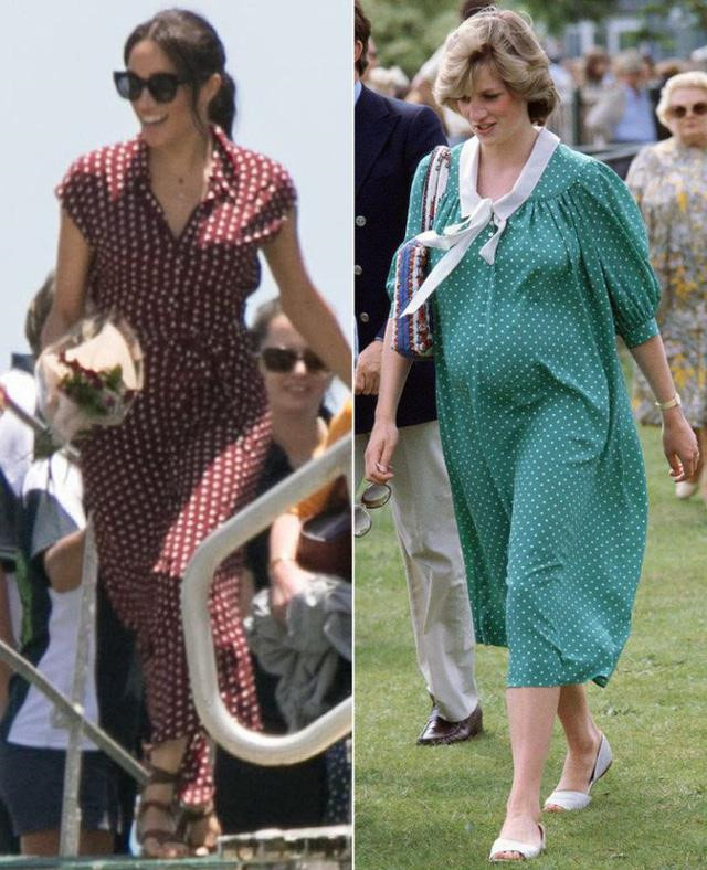 Bộ váy chấm bi của Meghan cũng sao chép phong cách từ cố Công nương Diana.
