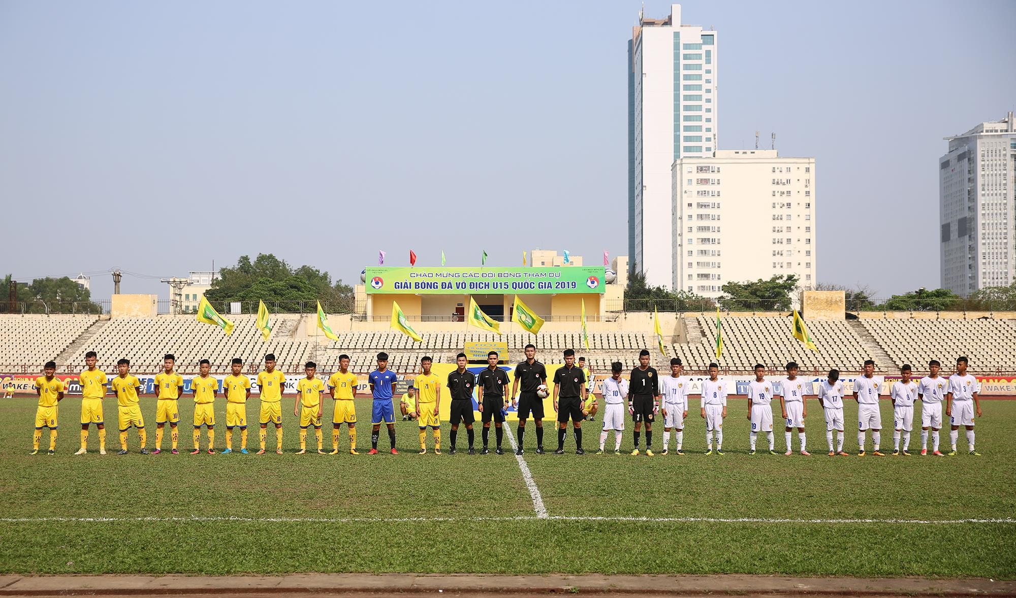 Đội hình chính U15 SLNA tại giải đấu năm nay. Ảnh: Đức Anh