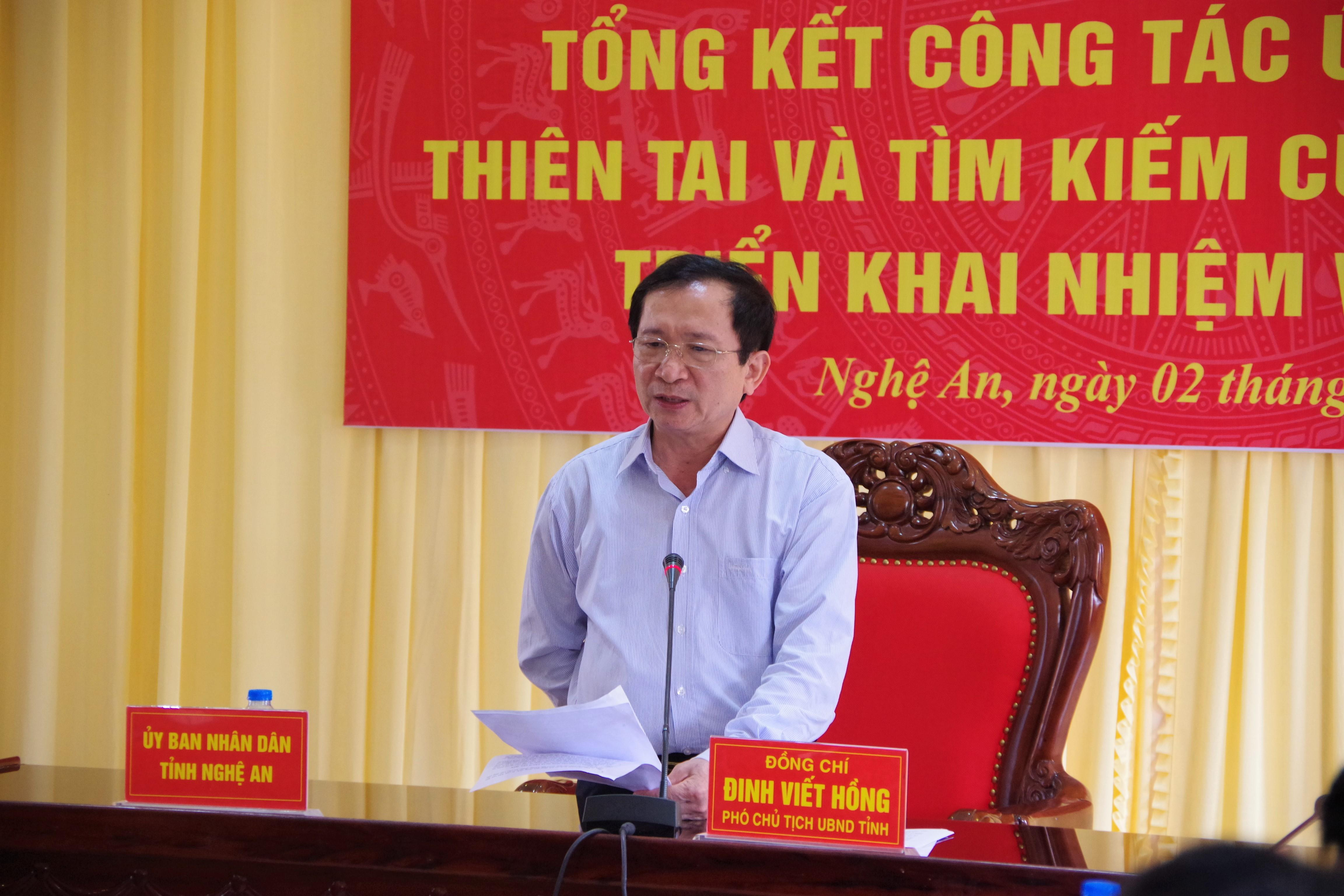 Đồng chí Đinh Viết Hồng - Phó Chủ tịch UBND tỉnh phát biểu tại hội nghị.
