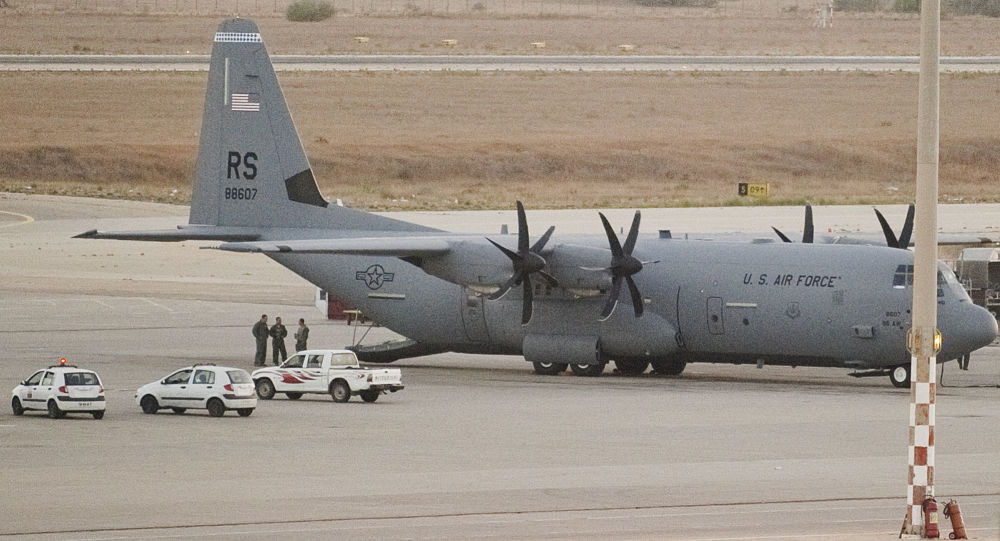 Máy bay C-130 của quân đội Mỹ tại Libya. Ảnh: Sputnik