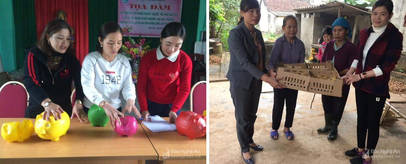 CLB Thời Sự Hội LHPN huyện Nghi Lộc hỗ trợ hội viên tham gia phát triển kinh tế, nuôi lợn đất tiết kiệm... nhằm phát huy vai trò và phong trào phụ nữ tại địa phương.