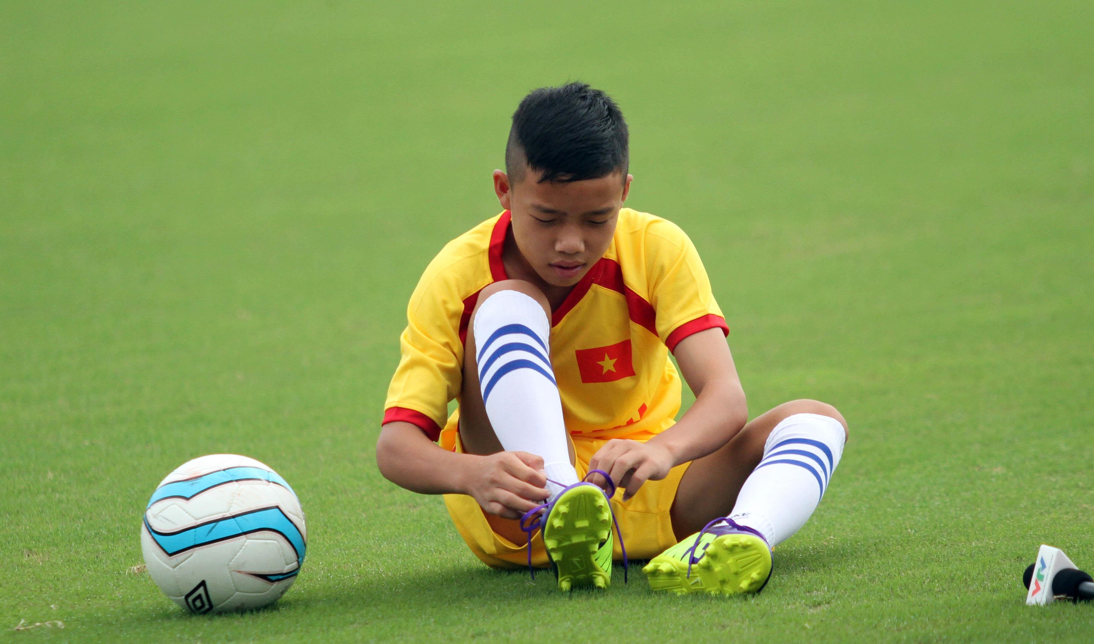 Cầu thủ đến từ Thanh Chương, hậu vệ Trần Quốc Thành trong màu áo U13 SLNA. Ảnh: Thanh Liêm