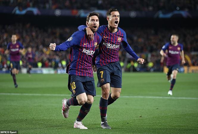 Messi và Coutinho tác giả của 3 bàn thắng trong màn tái đấu với MU.