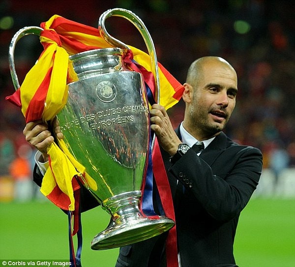 Pep Guardiola từng thành công ở đấu trường Champions League khi còn dẫn dắt Barcelona. Ảnh: Getty