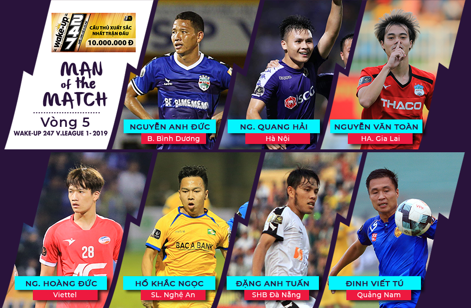 7 khuôn mặt cầu thủ xuất sắc nhất trận đấu tại vòng 5 V.League 2019 (ảnh VPF)