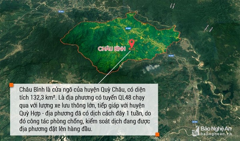 Xã Châu Bình, huyện Quỳ Châu - nơi vừa phát hiện dịch tả lợn châu Phi. Đồ họa: Lâm Tùng