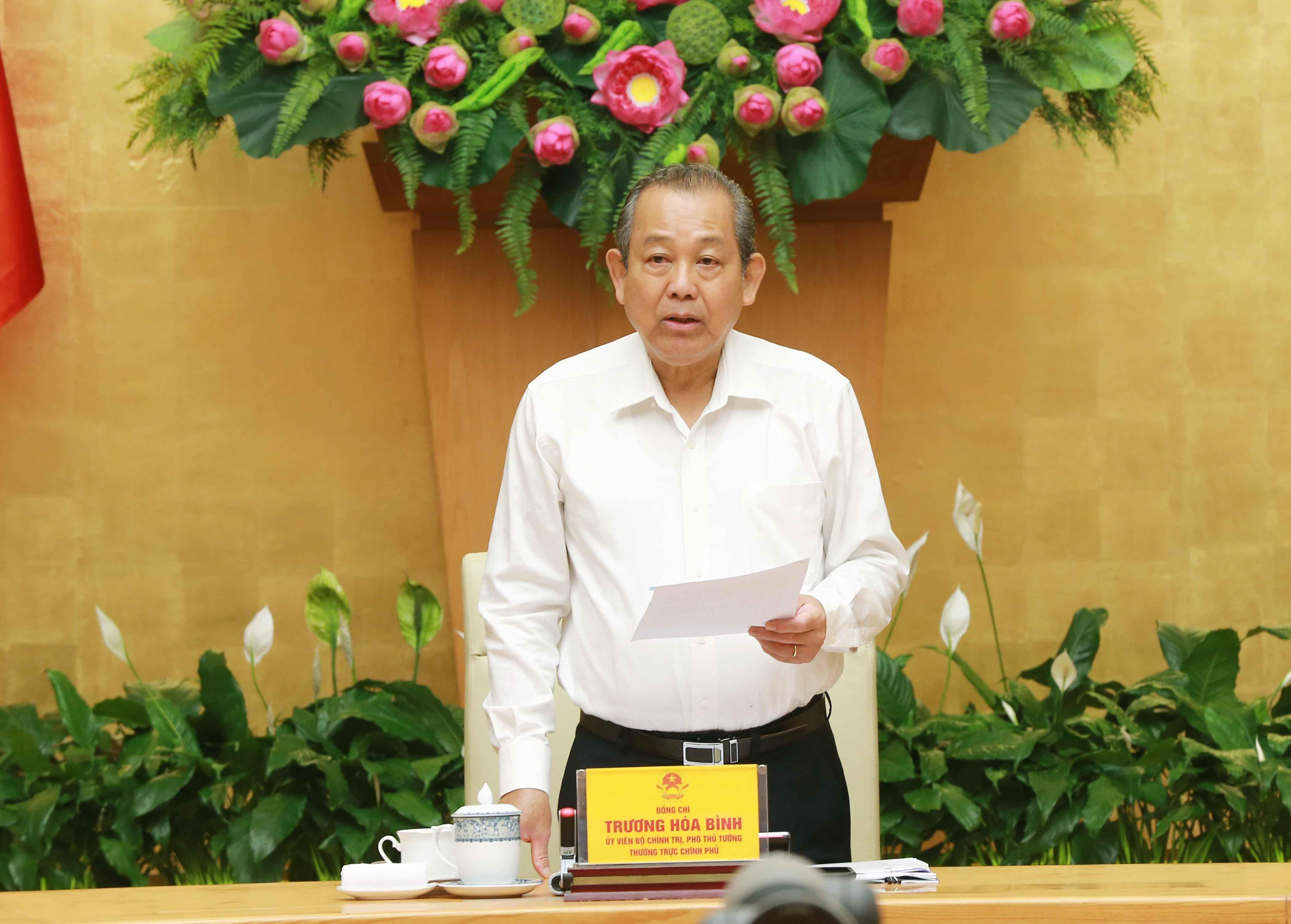 Phó Thủ tướng Thường trực Chính phủ Trương Hòa Bình phát biểu tại hội nghị. Ảnh: VGP/Lê Sơn