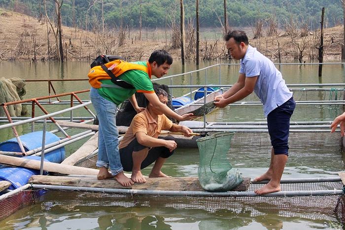 Các chủ doanh nghiệp từ TP. Vinh và TX. Cửa Lò đến tận nơi tìm hiểu để ký hợp đồng với bà con. Ảnh: Thanh Quỳnh