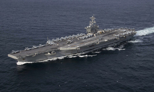Tàu sân bay USS Abraham Lincoln huấn luyện trên Đại Tây Dương đầu năm 2019. Ảnh: US Navy.