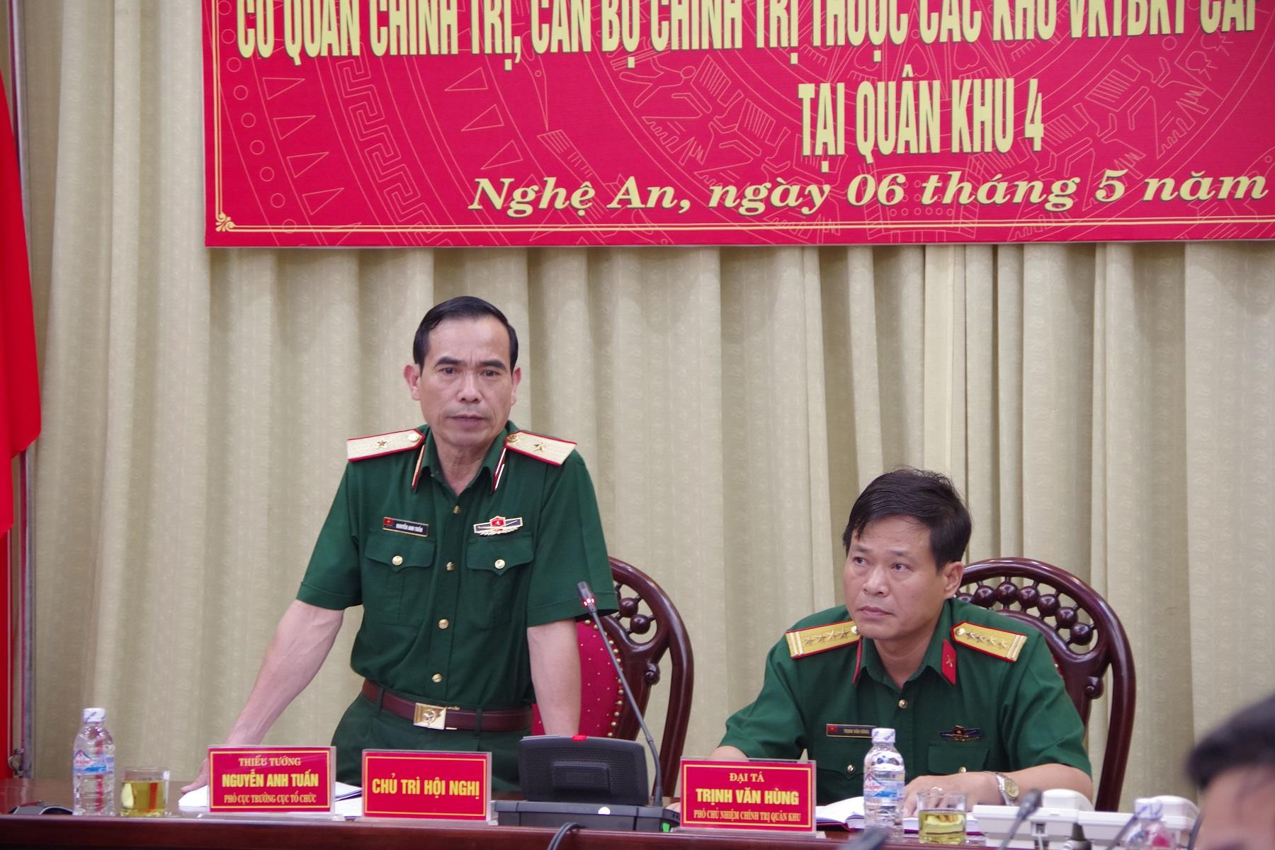 Thiếu tướng Nguyễn Anh Tuấn, Phó Cục trưởng Cục tổ chức, Tổng cục chính trị QĐNDVN phát biểu tại hội nghị