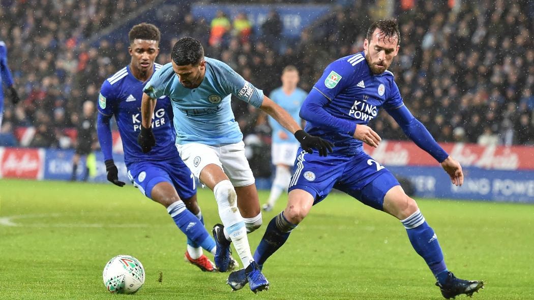 Các cầu thủ Leicester có một trận đấu quả cảm trước Man City Nguồn Getty