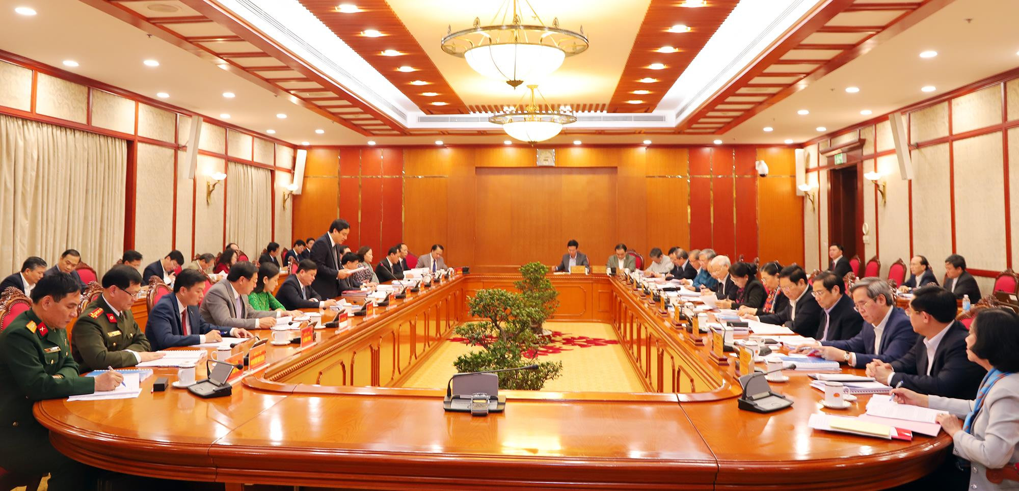 Toàn cảnh phiên làm việc của Bộ Chính trị với Ban Thường vụ Tỉnh ủy Nghệ An, ngày 21/3/2019. Ảnh tư liệu