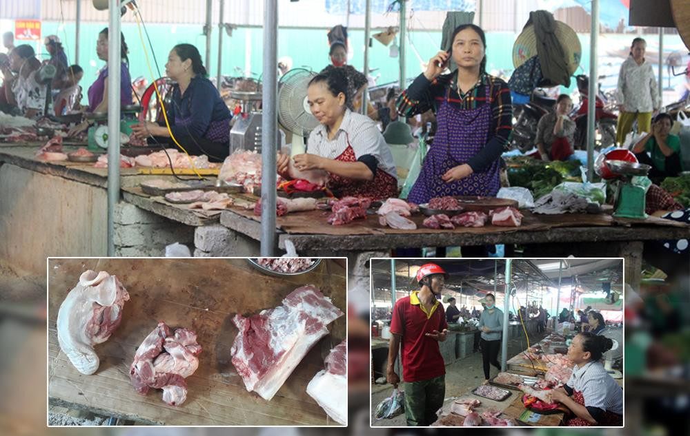 Địa phương chưa thực hiện nghiêm việc kiểm soát giết mổ lợn trong vùng dịch. Thịt lợn bày bán không có dấu kiểm dịch của cơ quan thú y. Ảnh: V.H