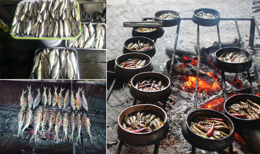 Các sản phẩm về cá như cá còm kho nồi đất, cá mát được nhiều người ưa chuộng khi về với Con Cuông.