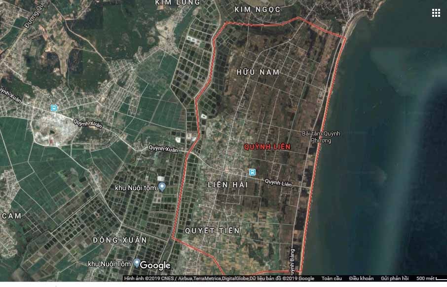 xã Quỳnh Liên, thị xã Hoàng mai ghi nhận có dịch tả lợn châu Phi vào sáng 27/5. Ảnh Google Maps