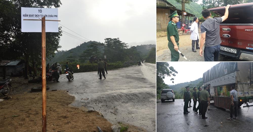 Chốt kiểm soát liên ngành xã Tri Lễ, huyện Quế Phong kiểm tra phương tiện qua lại địa bàn. Ảnh: Hải Thượng