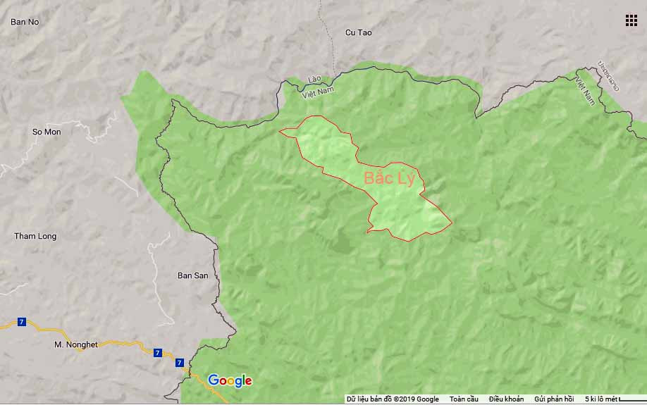 Xã Bắc Lý là địa phương thứ 8 của huyện Kỳ Sơn xảy ra ổ dịch tả lợn châu Phi, tính đến ngày 28/5. Ảnh Google Maps