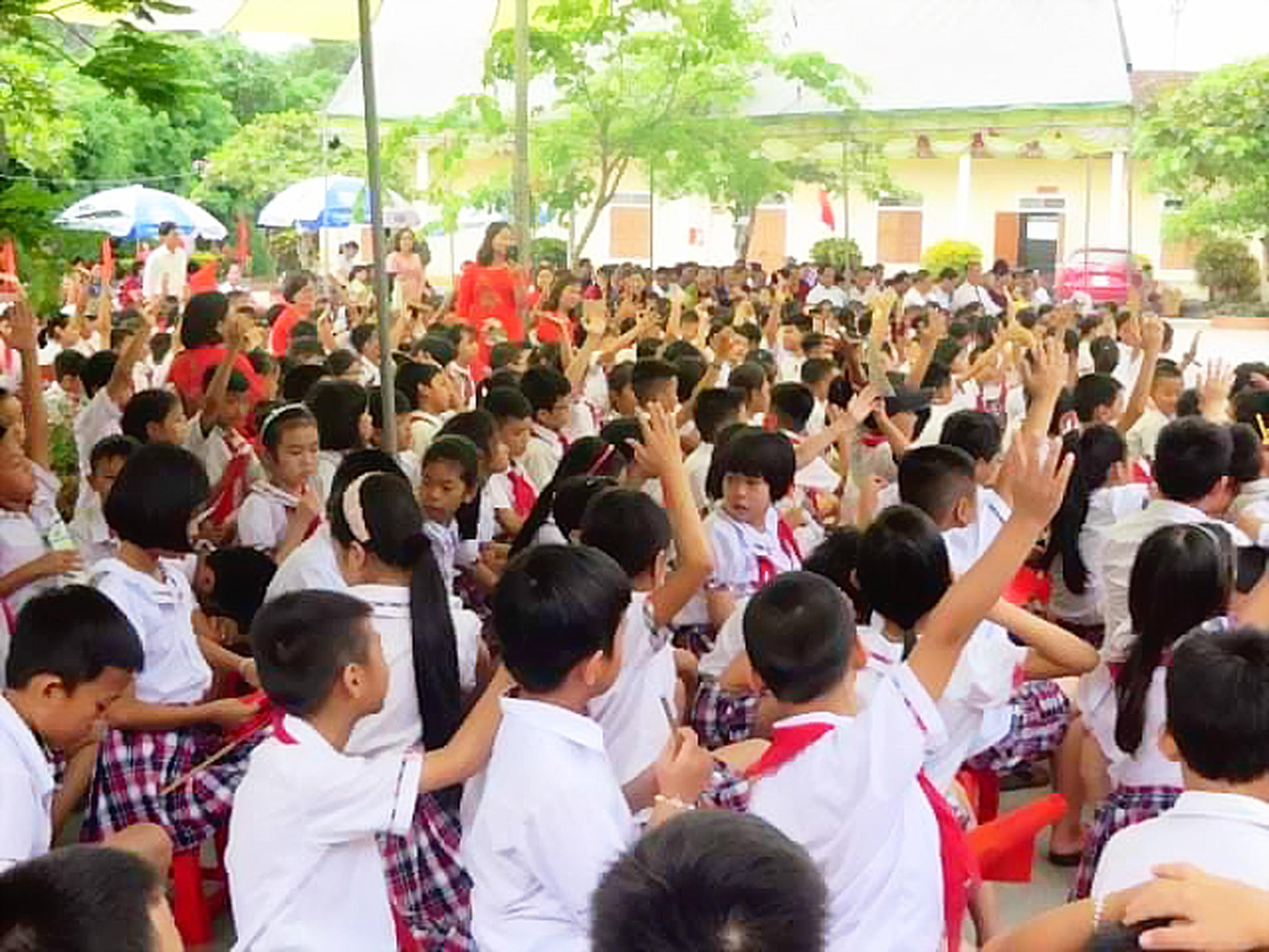 Diễn đàn Lắng nghe trẻ em nói tại Lễ phát động Tháng hành động Vì trẻ em tại huyện Quế Phong. Ảnh: P.V