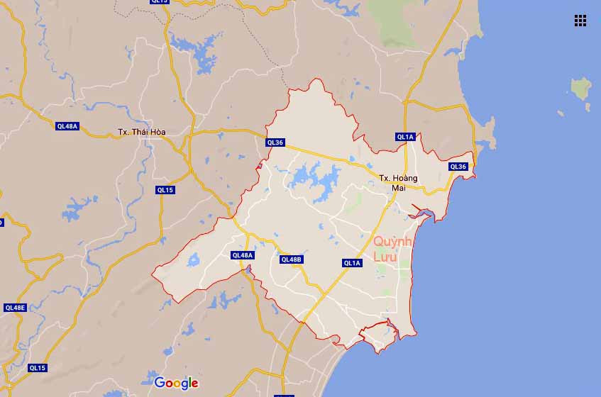 Huyện Quỳnh Lưu tiêu hủy ..... tấn lợn bị nhiễm dịch tả lợn châu Phi vào ngày 1/6. Ảnh Google Maps