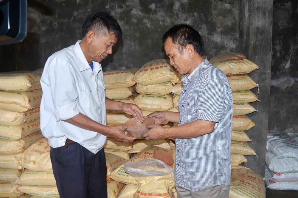 Cung ứng phân bón cho nông dân ở Diễn Liên, Diễn Châu. Ảnh: Nguyễn Hải