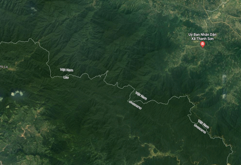 Khu vực khai thác thạch anh nằm gần biên giới Việt - Lào. Ảnh: Google Maps