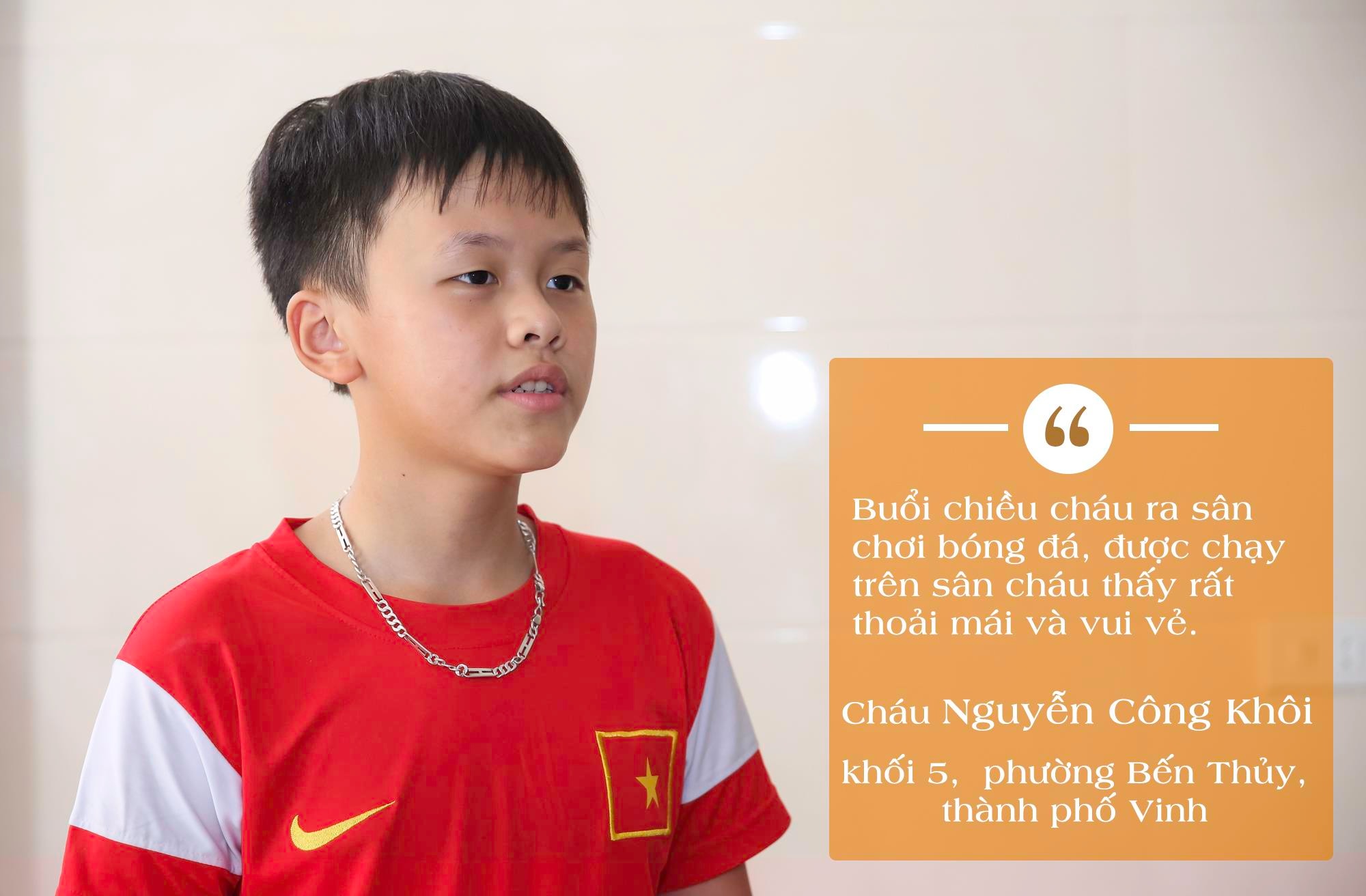 Cháu Nguyễn Công Khôi (SN 2008), khối 5,  phường Bến Thủy, thành phố Vinh. Ảnh: Đức Anh