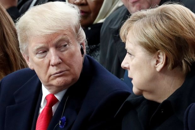 Tổng thống Mỹ Donald Trump và Thủ tướng Đức Angela Merkel. Ảnh: Getty