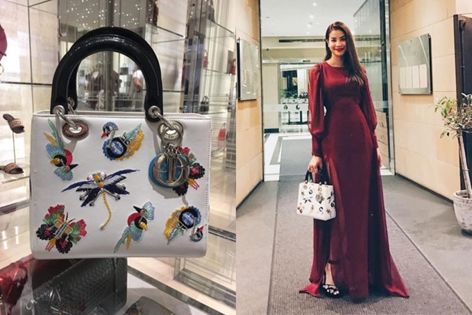 Một mẫu túi Dior thêu họa tiết tỉ mỉ được Phạm Hương đưa vào danh sách thanh lý lần này.