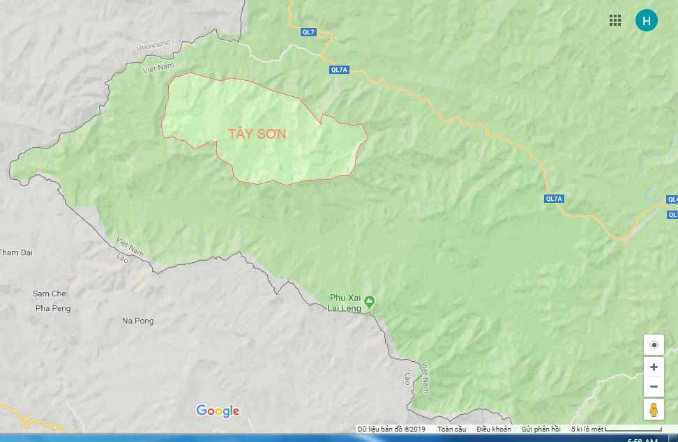Tây Sơn là xã thứ 13 của huyện Kỳ Sơn ghi nhận có dịch tả lợn châu Phi. Ảnh Google Maps