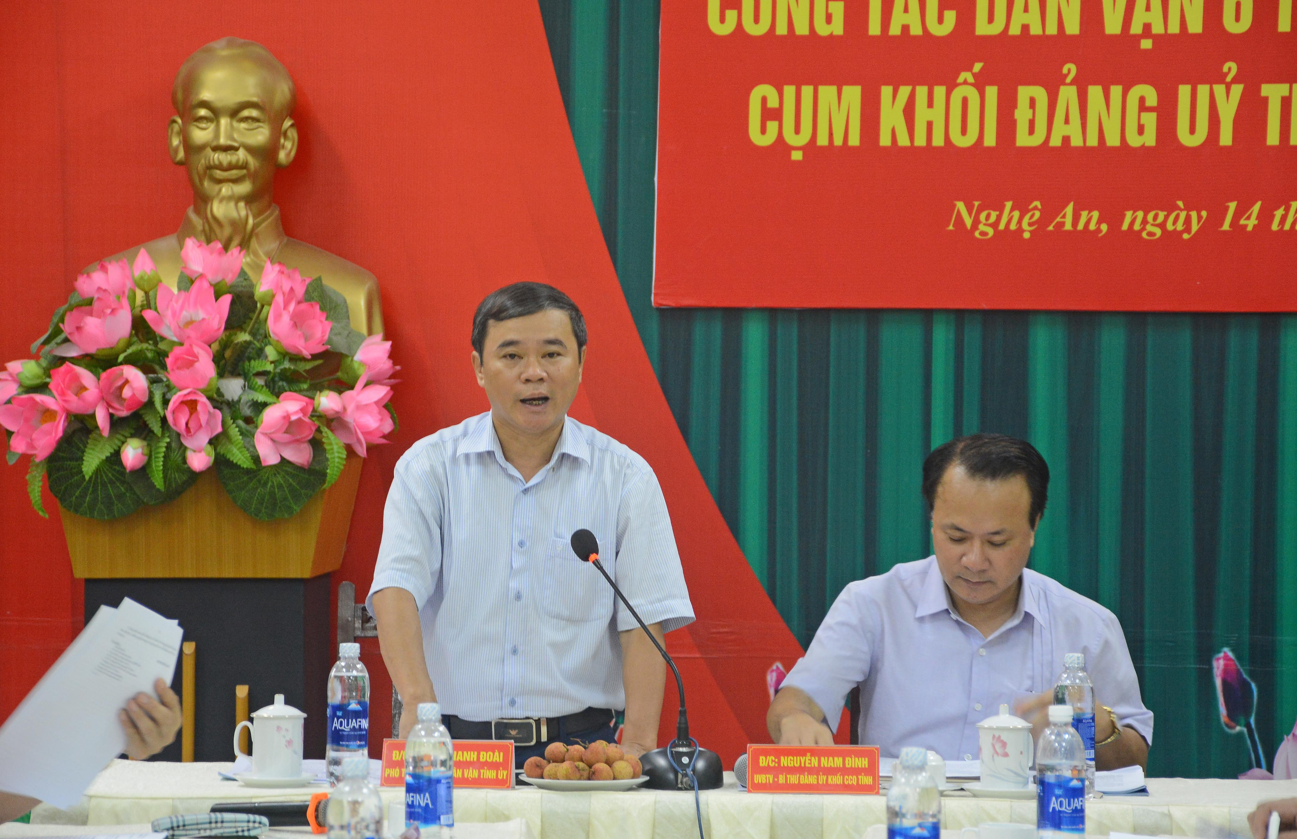 Đồng chí Phan Thanh Hoài - Phó trưởng Ban Dân vận Tỉnh ủy kết luận giao ban. Ảnh: Thu Giang