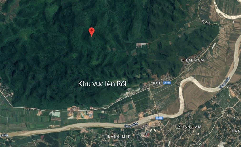 Bản đồ khu vực lèn Rỏi (xã Kỳ Tân, huyện Tân Kỳ). Ảnh: Google Maps