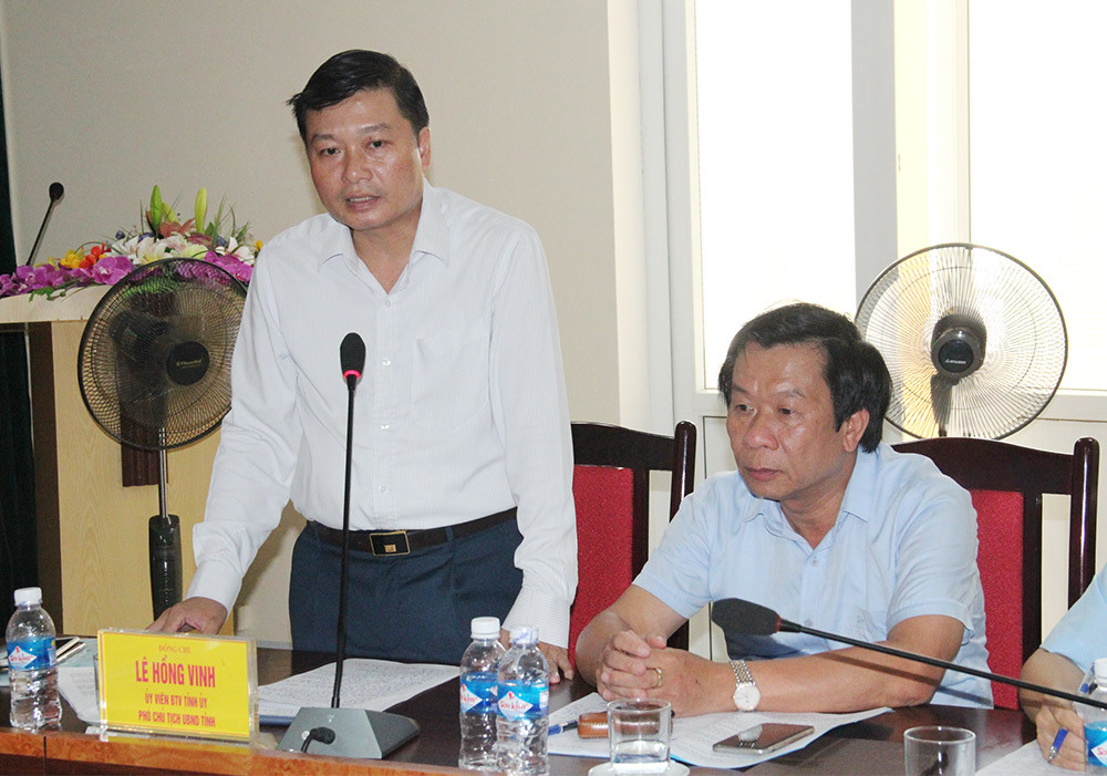 Phó chủ tịch UBND tỉnh Lê Hồng Vinh phát biểu tại cuộc họp. Ảnh: Việt Phương