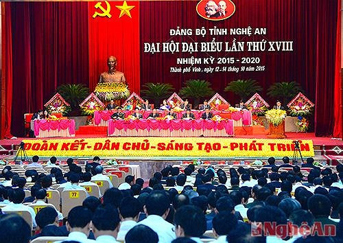 Đại hội Đảng bộ tỉnh Nghệ An nhiệm kỳ 2015-2020. Ảnh tư liệu 