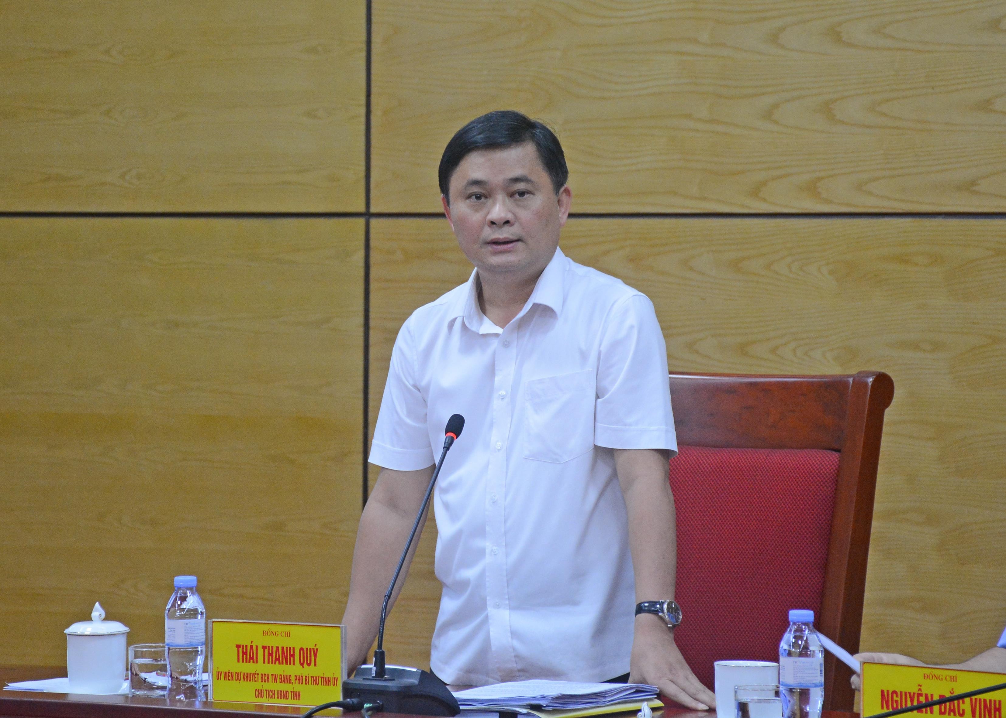 Chủ tịch UBND tỉnh Thái Thanh Quý nêu một số nhiệm vụ cần tập trung thực hiện trong 6 tháng cuối năm. Ảnh: Thu Giang