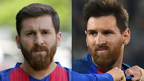 Messi giả (trái) và phiên bản thật. 