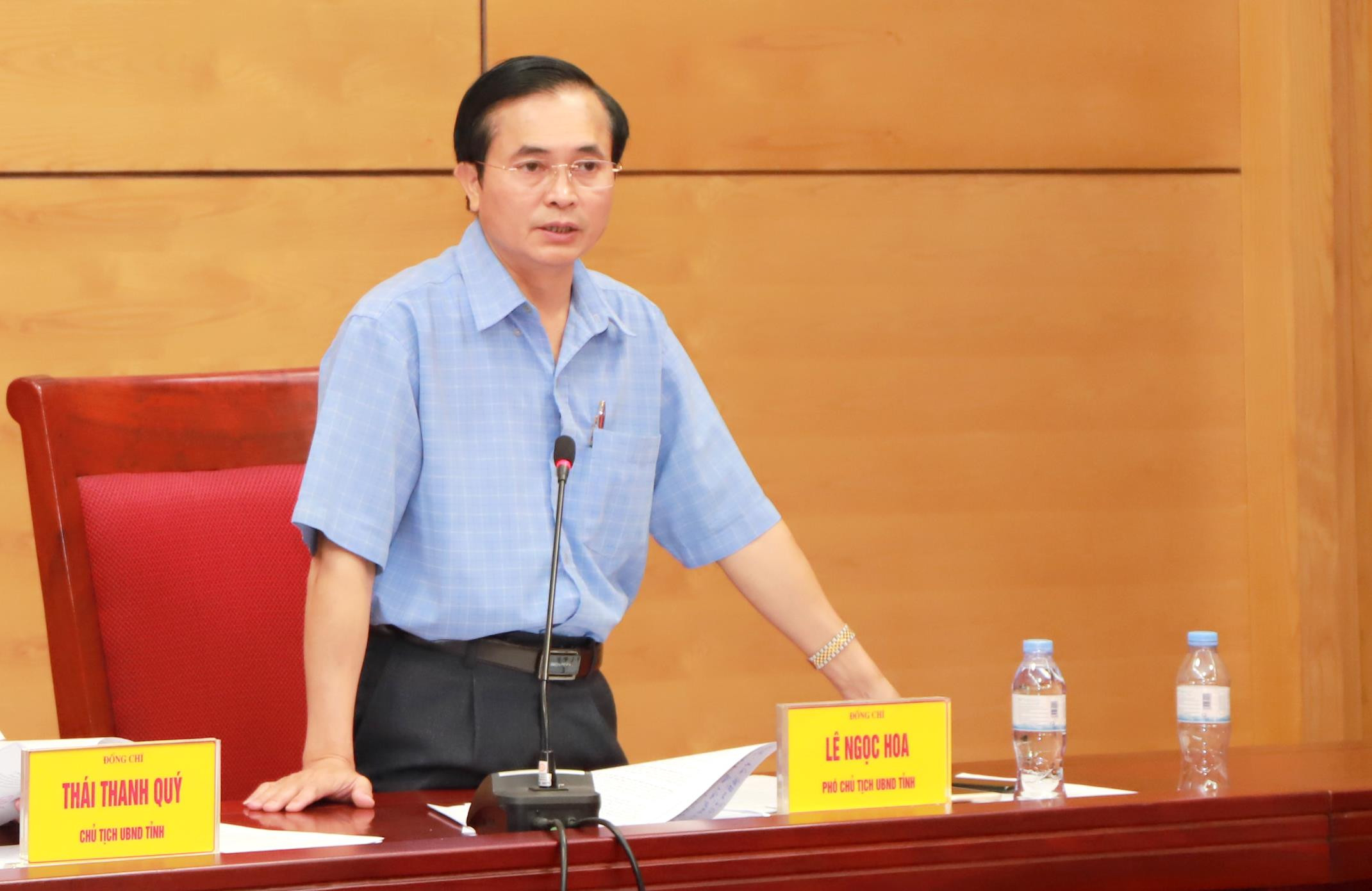 Phó  Chủ tịch UBND tỉnh Lê Ngọc Hoa phát biểu tại cuộc làm việc. Ảnh: Thành Duy