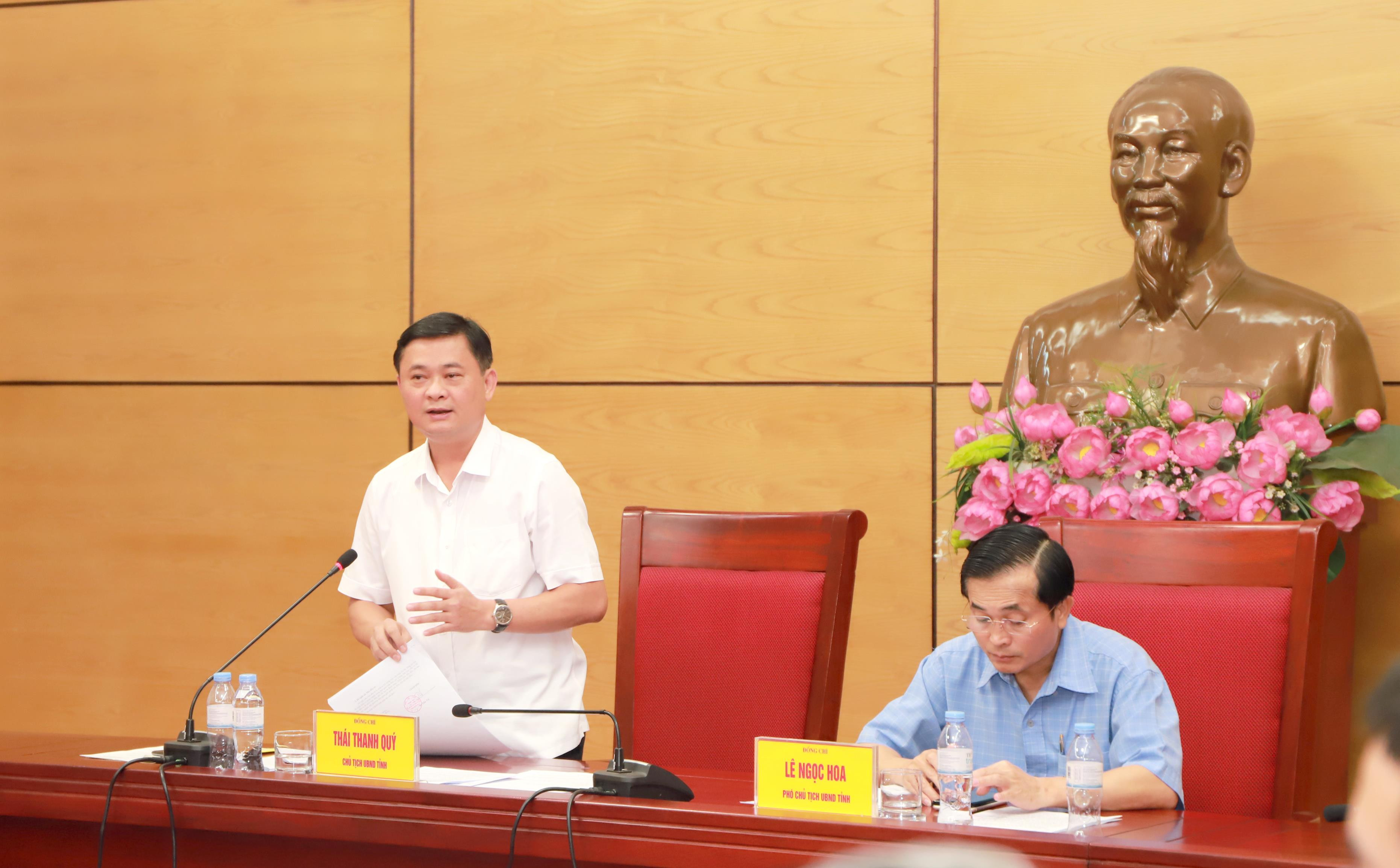 Chủ tịch UBND tỉnh Thái Thanh Quý kết luận cuộc làm việc. Ảnh: Thành Duy