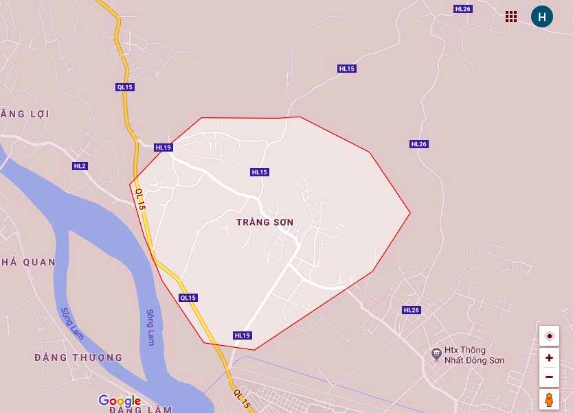 Xã Tràng Sơn là địa phương xảy ra ổ dịch tả lợn châu Phi trong ngày 30/6. Ảnh Google Maps