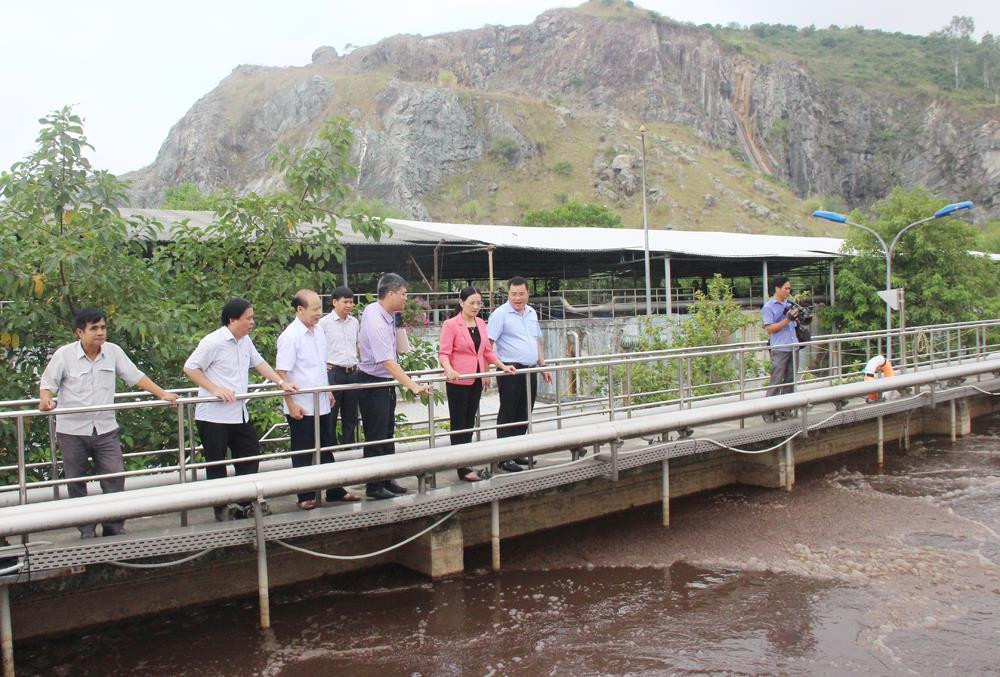 HĐND tỉnh giám sát công tác bảo vệ môi trường của các doanh nghiệp tại Hưng Nguyên. Ảnh Mai Hoa