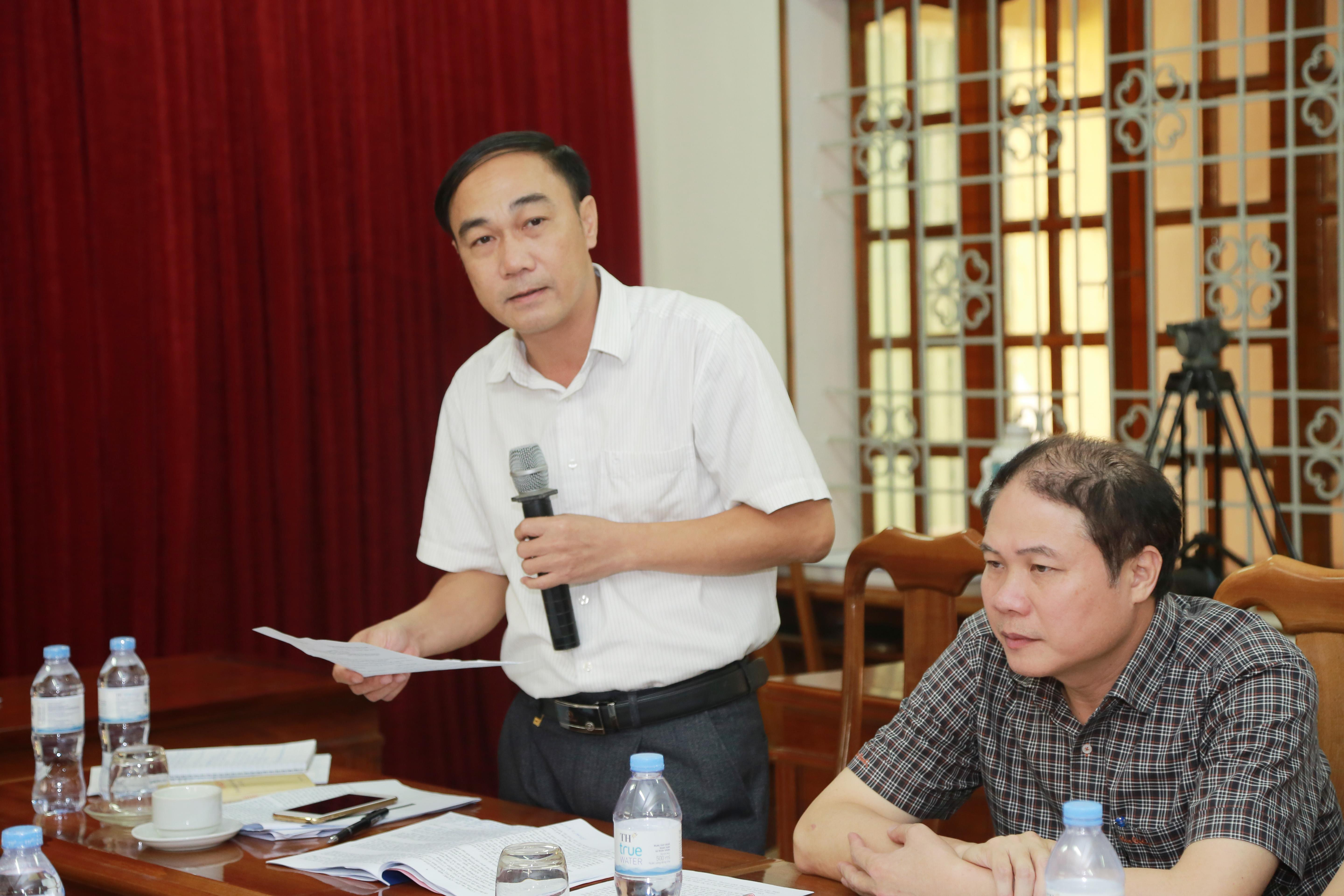 Đồng chí Trần Quốc Khánh - Phó Ban Tuyên giáo Tỉnh ủy phát biểu tại buổi làm việc. Ảnh: Đào Tuấn