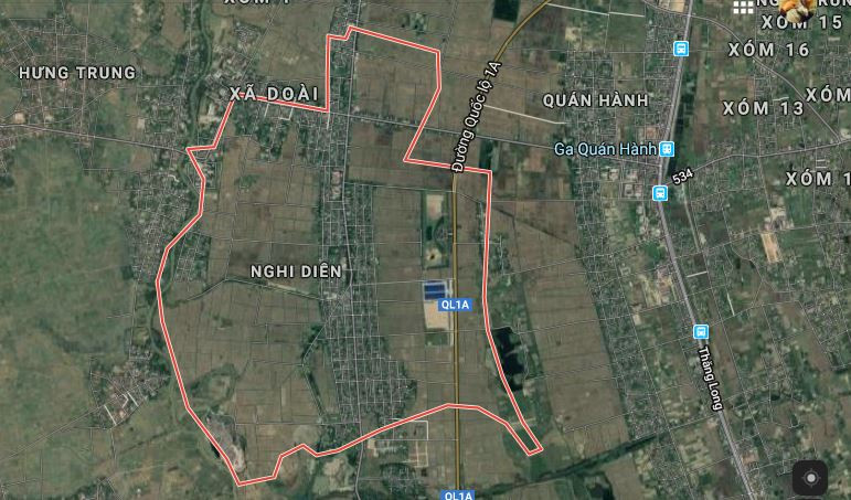 Xã Nghi Diên. Minh họa Google Maps.