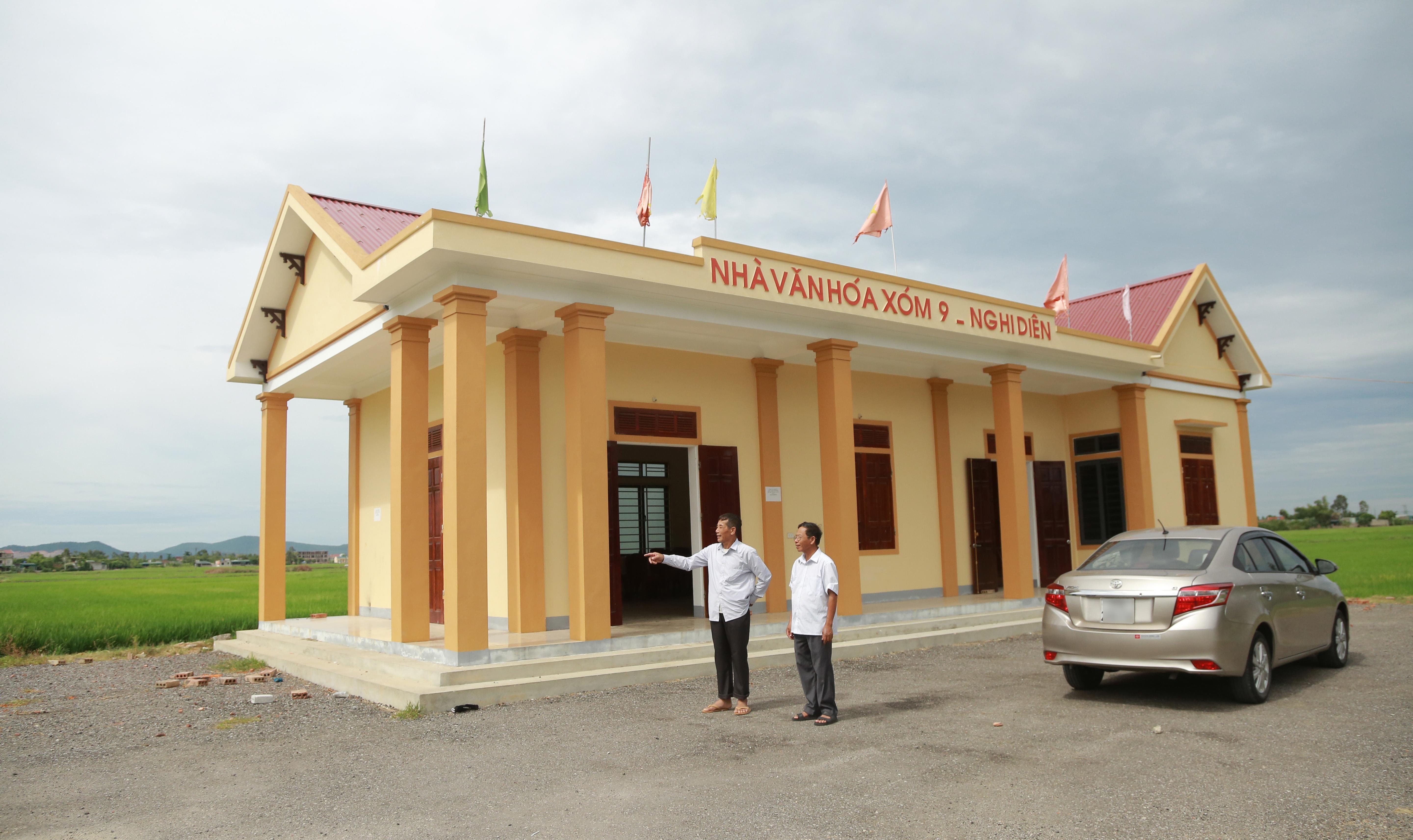 Nhà văn hóa xóm 9, xã Nghi Diên mới được đầu tư xây dựng. Ảnh: Quốc Sơn