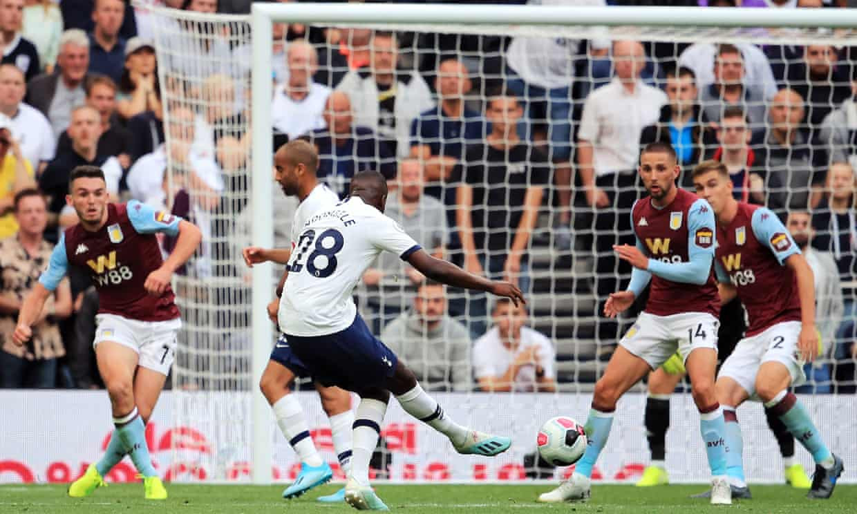 Tân binh đắt giá của Totenham, Ndombele ghi bàn thắng gỡ hòa 1 -1 giúp Tottenham ngược dòng thành công.ngày khai màn Premier Leagua trước Aston Villa. Ảnh Getty.