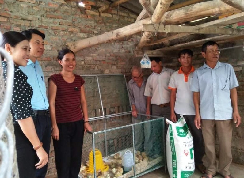 Hỗ trợ gà giống và thức ăn gia cầm cho gia đình hội viên nghèo
