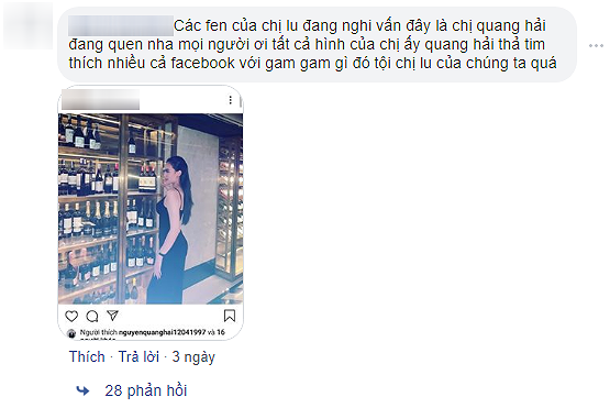 Một số fan vào Instagram để chất vấn Quang Hải về nghi vấn có bạn gái mới thay thế Nhật Lê.