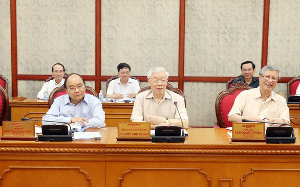 Tổng Bí thư, Chủ tịch nước Nguyễn Phú Trọng chủ trì cuộc họp Bộ Chính trị tháng 7/2019. Ảnh: TTXVN