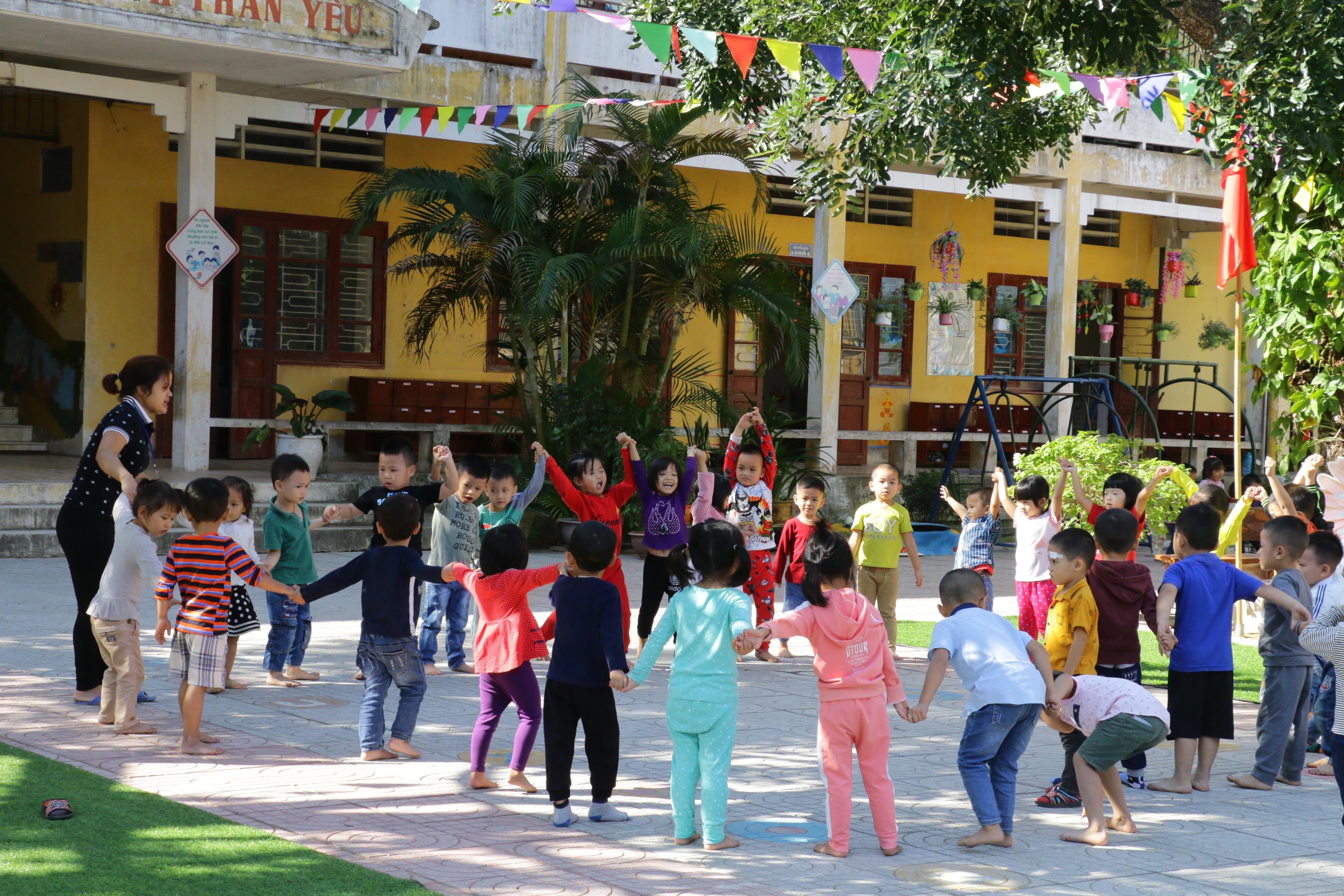 Giờ học của học sinh mầm non huyện Diễn Châu.