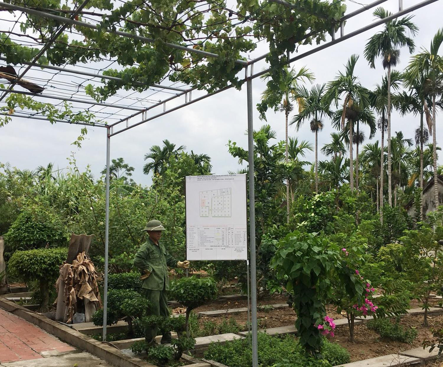 Xây dựng vườn mẫu trong xây dựng nông thôn mới ở Đô Lương. Ảnh: Mai Hoa