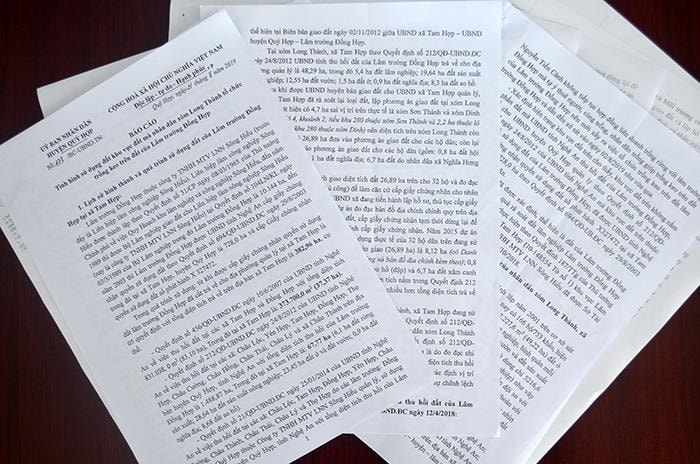 Văn bản của UBND huyện Quỳ Hợp với các thông tin về quyền sử dụng đất các bên liên quan.
